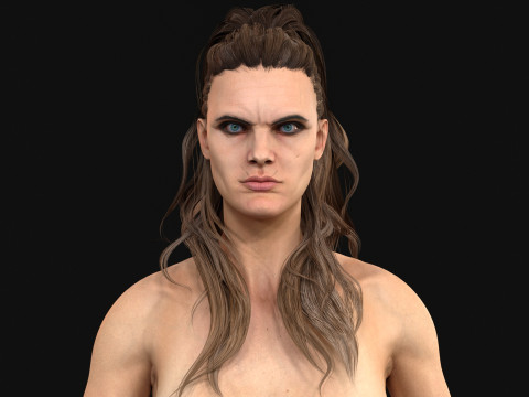 1BarbaarMeisjeHaar 3D Model