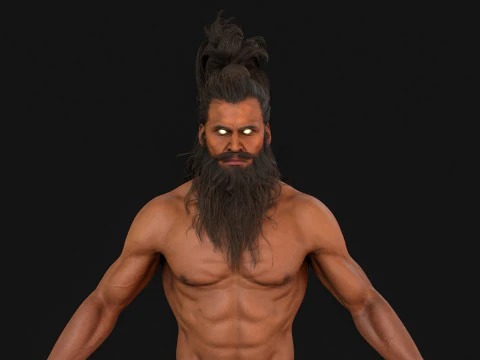 2ManHairBeard 3D Model
