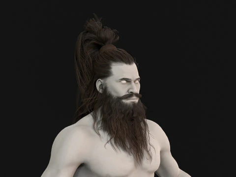 2ManHairBeard 3D Model
