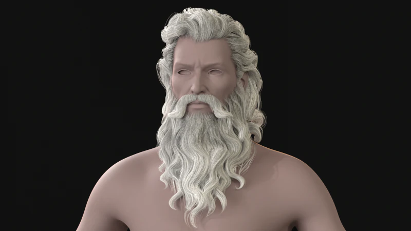 23OldMan Hair and Beard 3D Model .c4d .max .obj .3ds .fbx .stl .blend 
