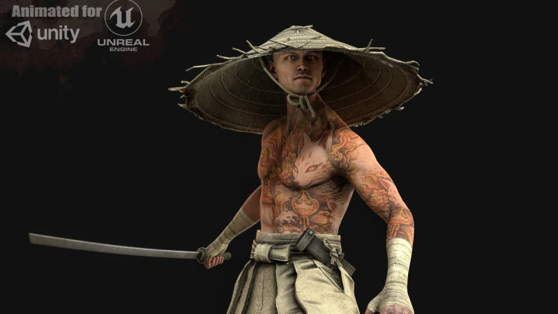 Young Samurai 3D Model .c4d .max .obj .3ds .fbx .stl .blend 