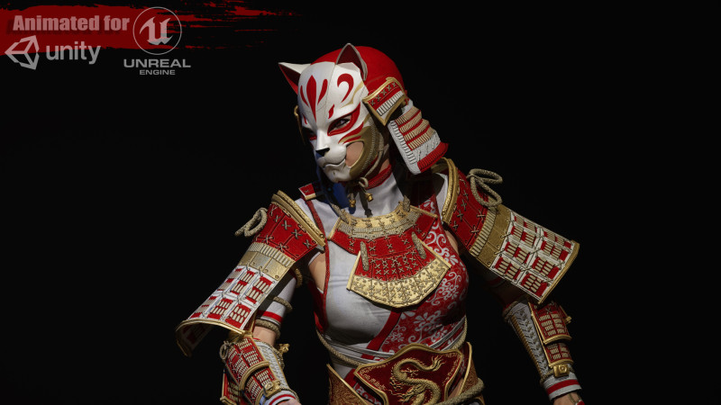 武士少女3 3D 模型 .c4d .max .obj .3ds .fbx .stl .blend 