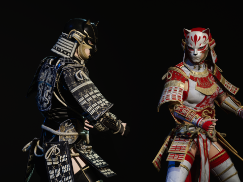 武士少女3 3D 模型