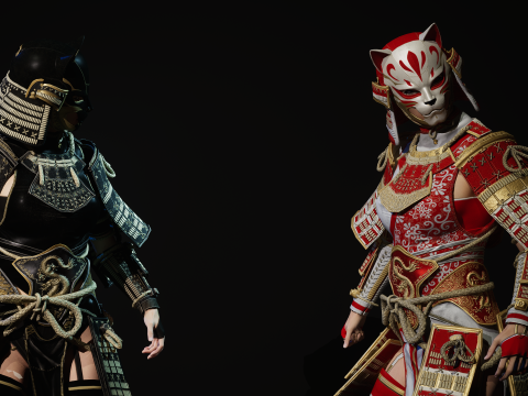 武士少女3 3D 模型