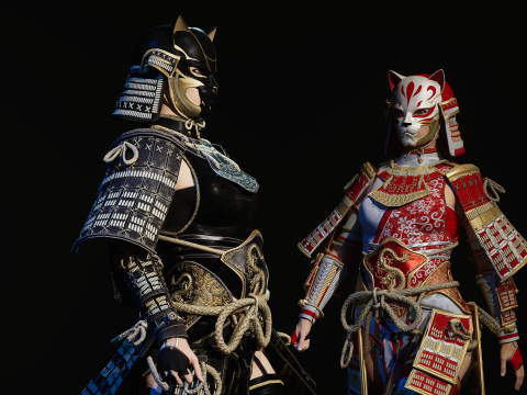 武士少女3 3D 模型