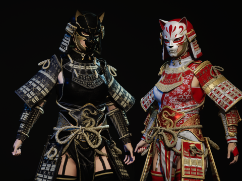 武士少女3 3D 模型