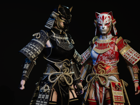 武士少女3 3D 模型