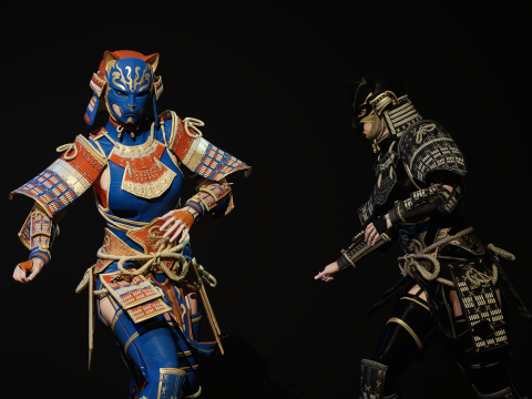 武士少女3 3D 模型