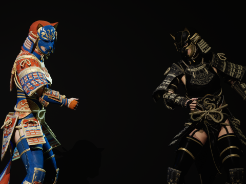 武士少女3 3D 模型