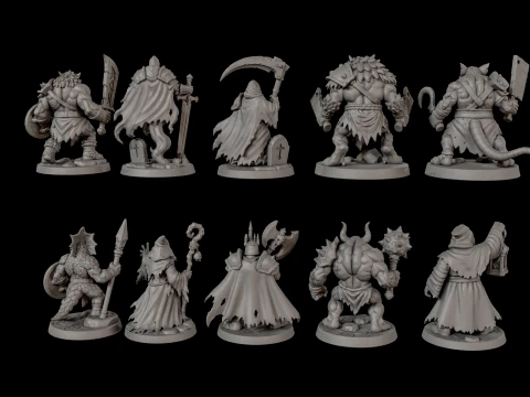 Dark Fantasy Miniatures Pack1 3D Print Ready 3D Print Model