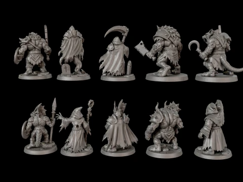 Dark Fantasy Miniatures Pack1 3D Print Ready 3D Print Model