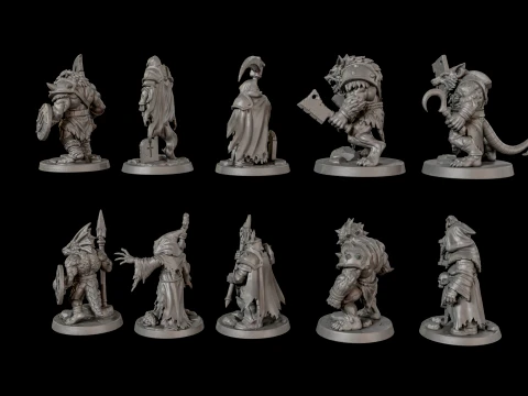 Dark Fantasy Miniatures Pack1 3D Print Ready 3D Print Model