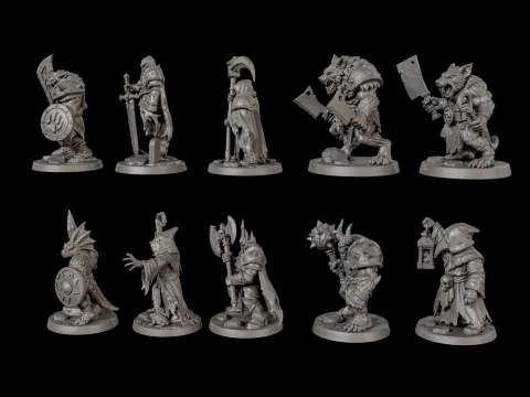 Dark Fantasy Miniatures Pack1 3D Print Ready 3D Print Model