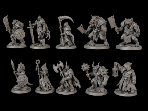 Dark Fantasy Miniatures Pack1 3D Print Ready 3D Print Model