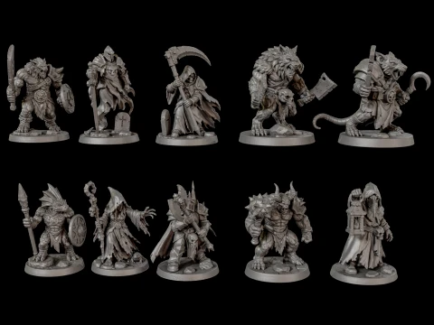 Dark Fantasy Miniatures Pack1 3D Print Ready 3D Print Model