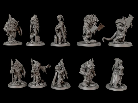 Dark Fantasy Miniatures Pack1 3D Print Ready 3D Print Model