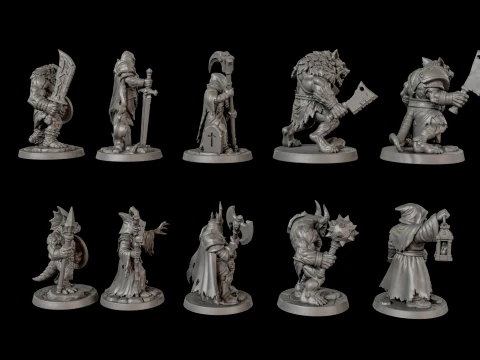 Dark Fantasy Miniatures Pack1 3D Print Ready 3D Print Model