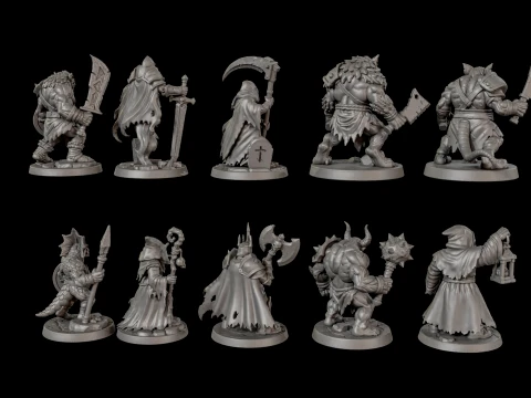 Dark Fantasy Miniatures Pack1 3D Print Ready 3D Print Model