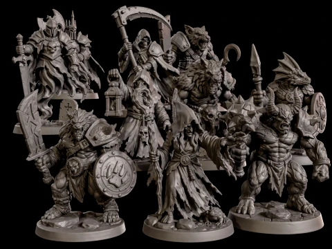 Dark Fantasy Miniatures Pack1 3D Print Ready 3D Print Model