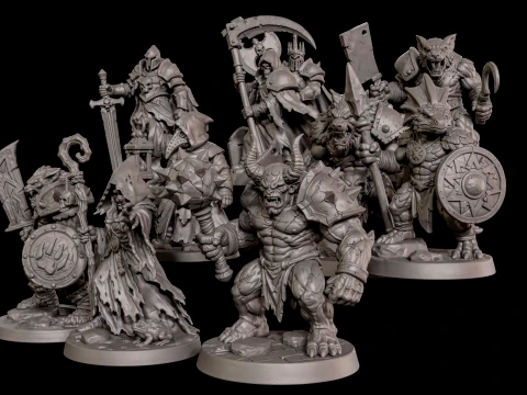 Dark Fantasy Miniatures Pack1 3D Print Ready 3D Print Model