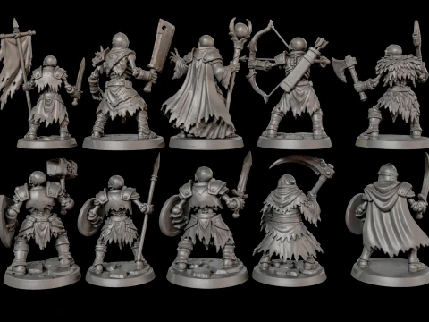 Dark Fantasy Miniatures Pack2 3D Print Ready 3D Print Model