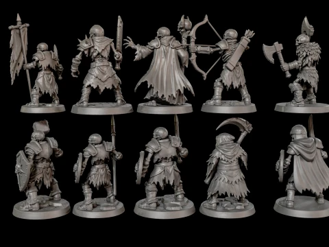 Dark Fantasy Miniatures Pack2 3D Print Ready 3D Print Model