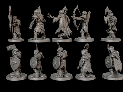 Dark Fantasy Miniatures Pack2 3D Print Ready 3D Print Model