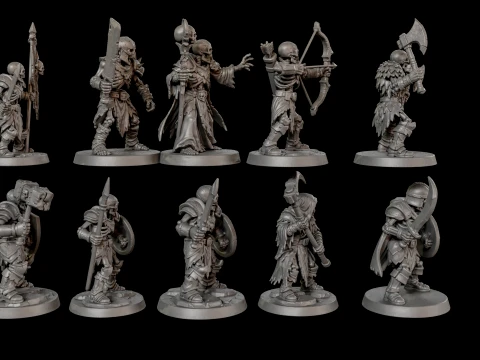 Dark Fantasy Miniatures Pack2 3D Print Ready 3D Print Model