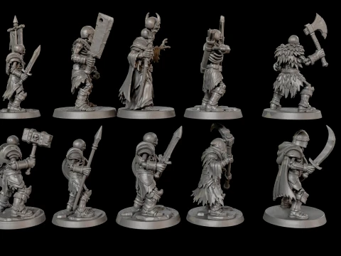 Dark Fantasy Miniatures Pack2 3D Print Ready 3D Print Model