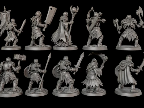 Dark Fantasy Miniatures Pack2 3D Print Ready 3D Print Model