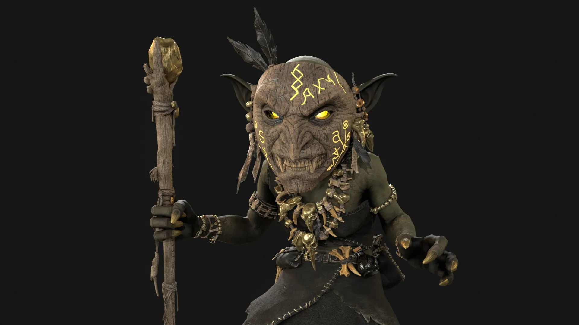 Goblin Shaman Two 3D Model .c4d .max .obj .3ds .fbx .stl .blend 