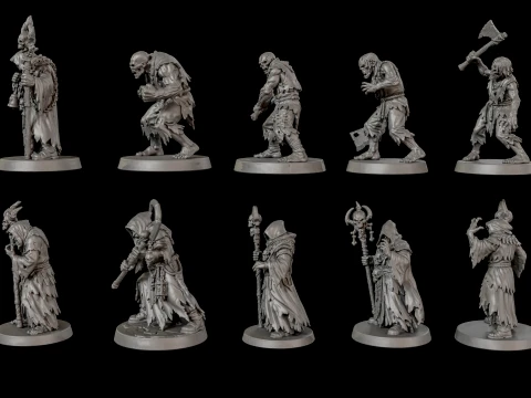 Dark Fantasy Miniatures Pack 4 3D Print Ready 3D Print Model