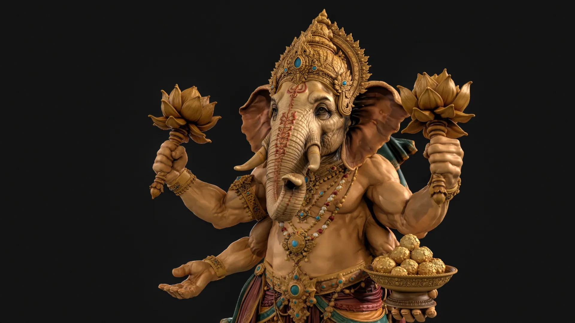 Ganesha 3D Print Ready 3D Print Model .c4d .max .obj .3ds .fbx .stl .blend 