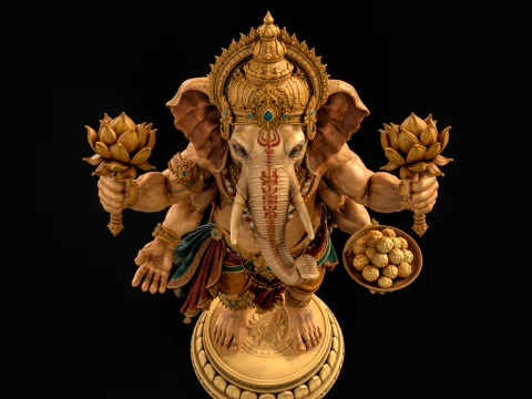 Ganesha 3D Print Ready 3D Print Model