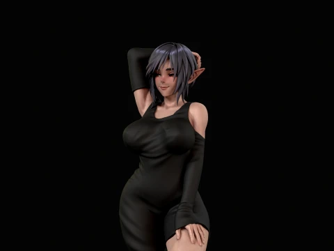 Anime Elf Girl 3D Print Ready 3D Print Model