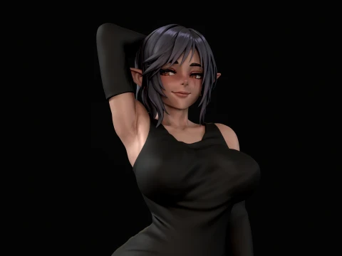 Anime Elf Girl 3D Print Ready 3D Print Model
