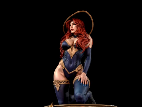Fantasy Witch on Pedestal 3D Print Ready Figurine 3D Print Model