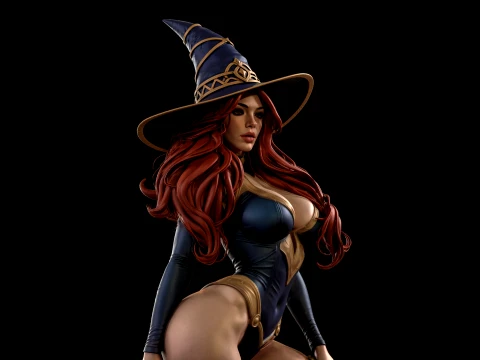 Fantasy Witch on Pedestal 3D Print Ready Figurine 3D Print Model