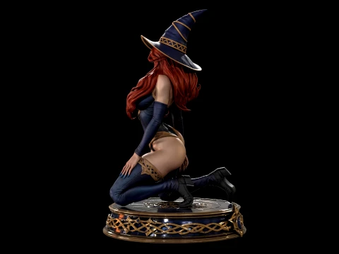 Fantasy Witch on Pedestal 3D Print Ready Figurine 3D Print Model
