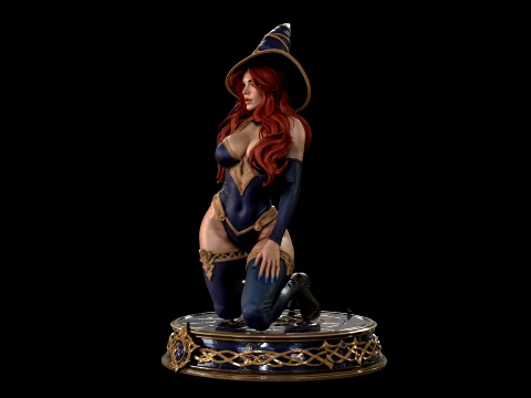 Fantasy Witch on Pedestal 3D Print Ready Figurine 3D Print Model