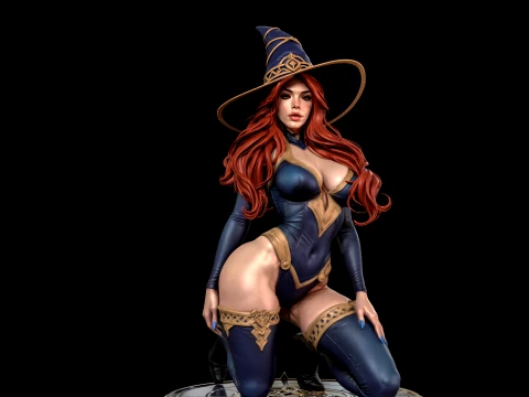 Fantasy Witch on Pedestal 3D Print Ready Figurine 3D Print Model