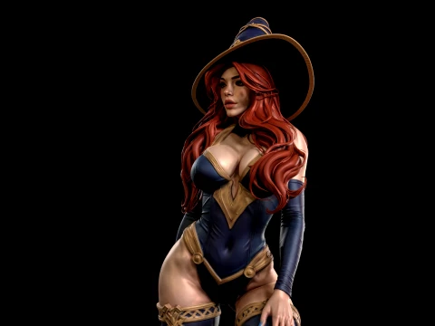 Fantasy Witch on Pedestal 3D Print Ready Figurine 3D Print Model
