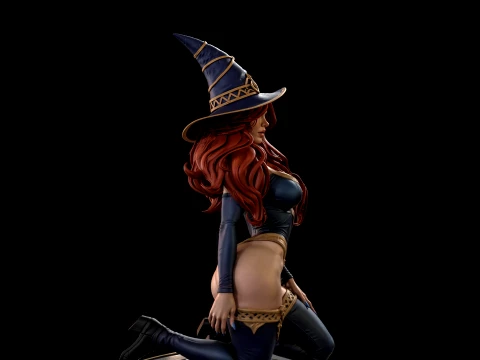 Fantasy Witch on Pedestal 3D Print Ready Figurine 3D Print Model