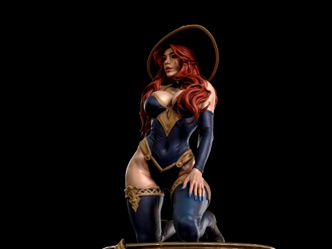 Fantasy Witch on Pedestal 3D Print Ready Figurine 3D Print Model