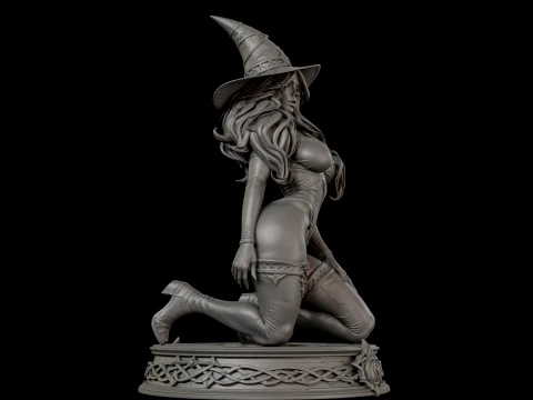 Fantasy Witch on Pedestal 3D Print Ready Figurine 3D Print Model
