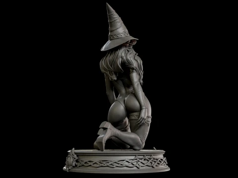 Fantasy Witch on Pedestal 3D Print Ready Figurine 3D Print Model