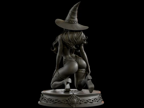Fantasy Witch on Pedestal 3D Print Ready Figurine 3D Print Model