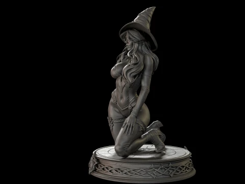 Fantasy Witch on Pedestal 3D Print Ready Figurine 3D Print Model