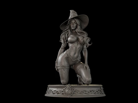 Fantasy Witch on Pedestal 3D Print Ready Figurine 3D Print Model