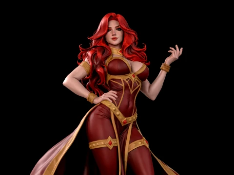 Red Witch on Pedestal 3D Print Ready Figurine 3D Print Model
